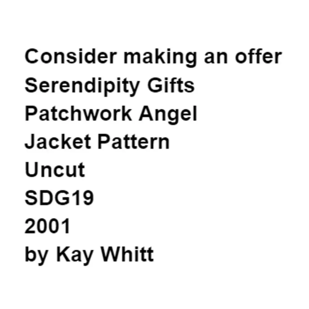 Vtg Patchwork Angel Jacket Pattern Serendipity Gifts SDG19 Grandma Folkart